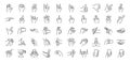 Hand gestures line icon set. Included icons as fingers interaction, pinky swear,ÃÂ forefinger point, greeting, pinch, hand washing